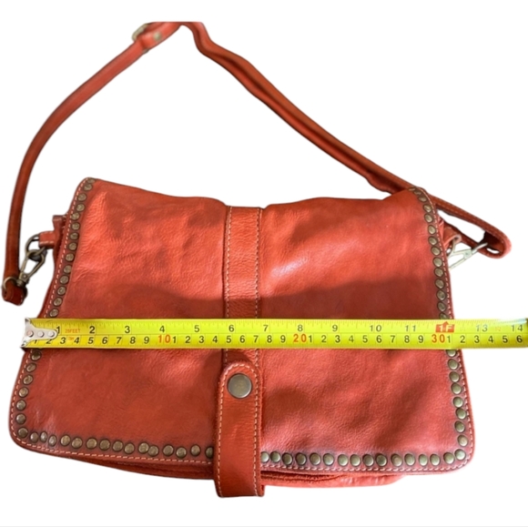 Costanza Rota Leather Studded Shoulder Crossbody Red Bag - Picture 7 of 8